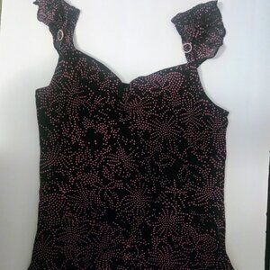 Kenneth Cole black silk tank with ruffle straps Size 6